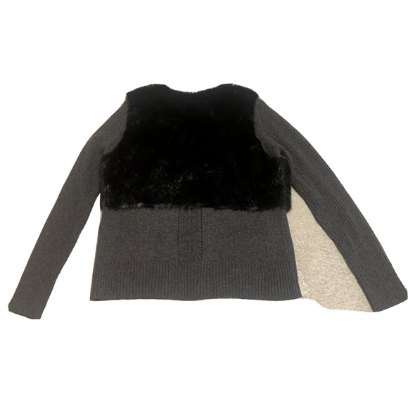 Simply Vera -Vera Wang Womens Sweater Extra-Large Grey Wool Faux Fur Cardigan - Picture 4 of 16